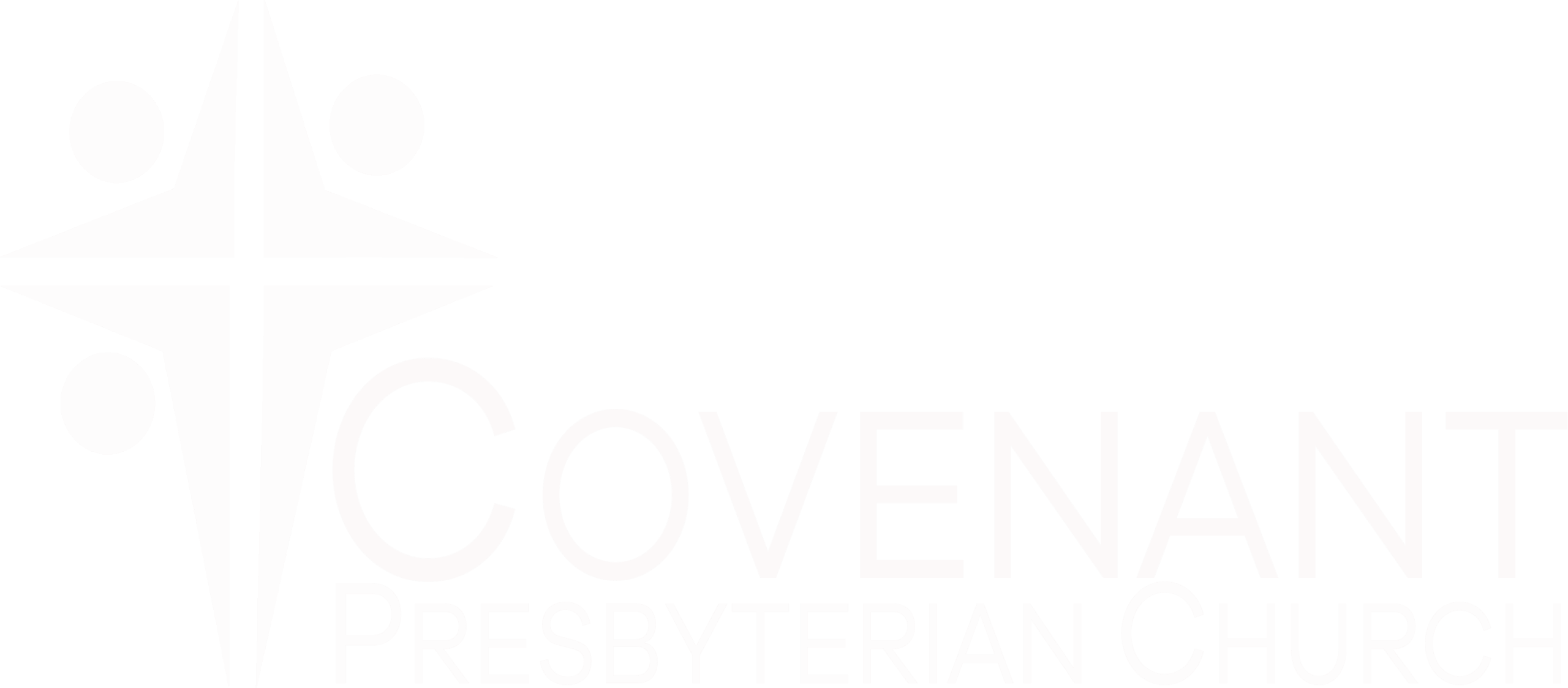 Logo of Covenant Presbyterian Church with a stylized cross, circle designs, and bold text against a black background.